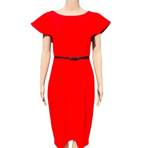 chinese dress ladies Calvin Klein Chiffon Bell Sleeve Dress Red 6 at Amazon Women's Clothing  store